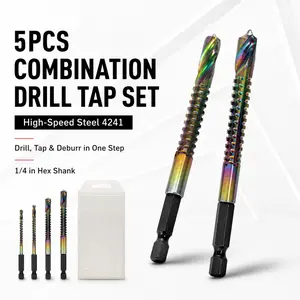 titanium-coated high-speed steel twist drill bits, 3-8mm serrated side-cutting drill bits, woodworking tools, suitable for drilling holes in plastics, metals, and wood.
