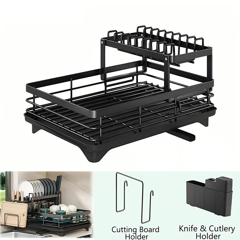 Level Dish Drying Rack for Kitchen Countertops, Featuring a Drainboard And Mat, Along with a Holder for Knives, Forks, And Cups. Perfect Gifts for Women, Especially for Mother'S Day, And Great Kitchen Gadgets