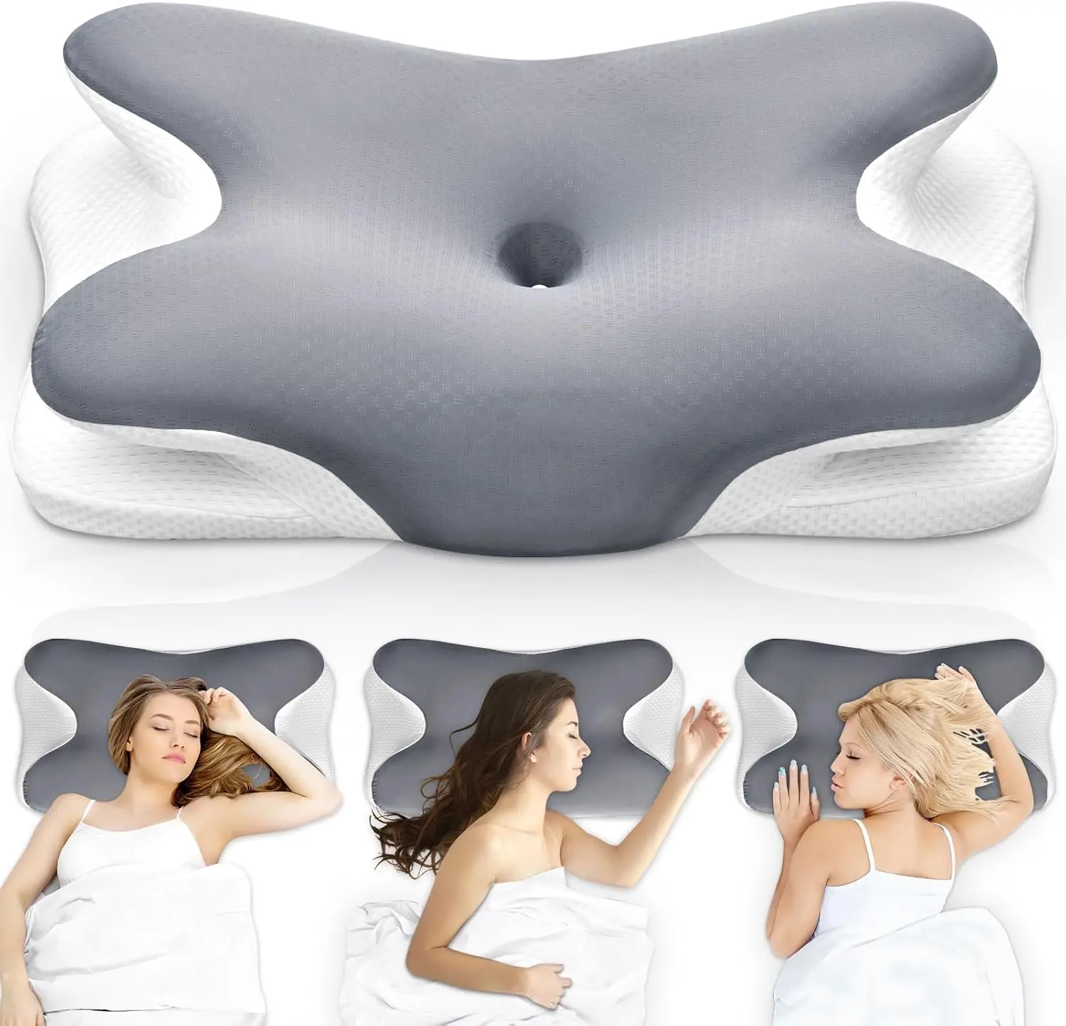 Orthopedic Memory Foam Pillow for Neck & Shoulder Pain Relief – Ergonomic Cervical Support Pillow for Side, Back & Stomach Sleepers, Breathable Washable Cover