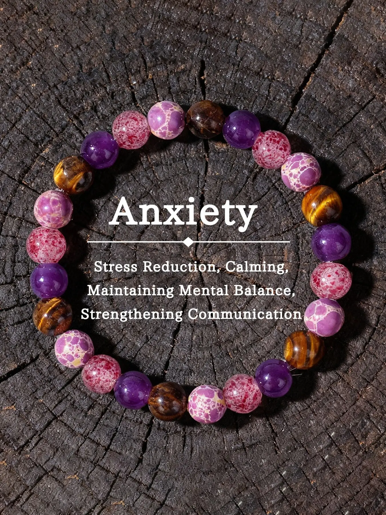 Stress Relief Calming Tiger Eye Beaded Adjustable Bracelet with Unique Craftsmanship, High Quality Bracelet, Mental Balance, Improves Communication, Relieves Anxiety, Calmness Natural Stone Jewelry