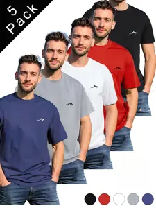 Men's Breathable Comfort Print Mountain T-Shirt Set, Summer Casual Wear, Gym Running Fitness, Running Shirts, Gym Workout Clothes, Round Neck Short Sleeve, Quick Dry