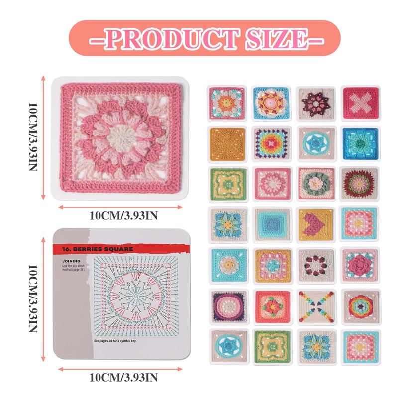 50 Mixed Design Granny Square Card Set, Adult Knitting Kit, DIY Crochet Pattern Set, Christmas & Halloween Gift, Ideal for Crafters, Crochet Gifts