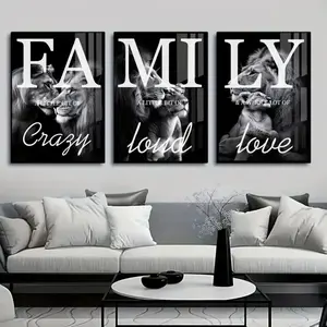 3pcs Lion Wall Art, Wooden Frame Motivational Quotes, Animal Decorative Paintings Art Print for Living Room, Modern Home Decor, Home Artistic Decoration, Inspirational Quotes