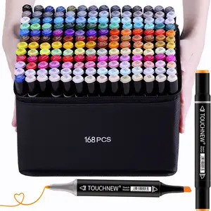 TOUCHNEW 168/80/60/30 Colors Alcohol Markers Brush Tip Dual Tip Markers Pens, Brush & Chisel, Fine & Chisel,Sketch Art Marker for Coloring, Drawing, Portrait Illustration,Sketch Anime Coloring
