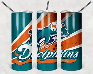 Miami Football 20Oz Skinny Tumbler, Dolphin Sublimation Tumbler, Drinkware Flasks, Stainless Steel Tumbler, Football Fan, Football Teams, Game Day Apparel, American Football Season, 45799 358