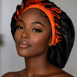 Orange & Black Satin Bonnet 3in1