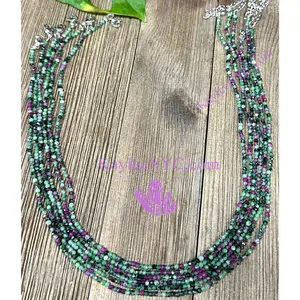 6 PCs 2mm Natural Ruby Zoisite Necklaces