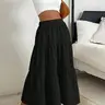 Women's Plain Ruffle Hem Flared Woven Skirt, Casual Boho High Waist Long Skirt for Daily Wear, Summer Outfits 2024, Ladies Bottoms for All Seasons