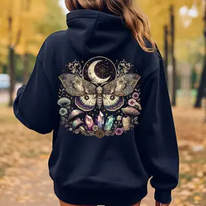 Luna Moth Hoodie, Nature Forest Sweatshirt, Cottage Core Hoodie, Goblin Core Witchy Hoodie, Mystic Moon Moth Hoody Gift for Nature Lovers
