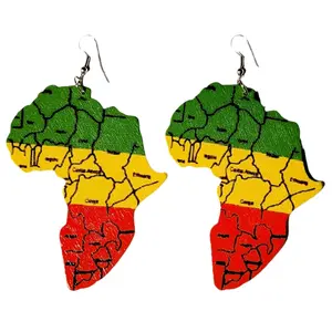 Africa Wood Continent Earrings