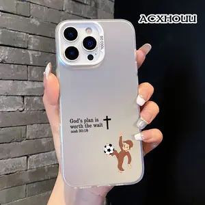Compatible for iPhone 17 16 15 14 16promax 16 E pro 15pro 13 12 11 Case, Clear Case Curious George Soccer Faith Soft TPU Shockproof Protective Case Stylish Patterns phone case nic junk phone cases
