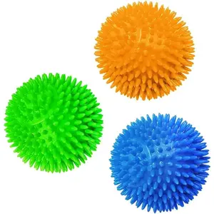 CoCoo 3-Pack Squeaky  & Ferret Ball Toys, 2.3", Massage  and Gums, Spikey  Rubber Balls, Toss Fetch Squeeky Doggy Balls for Multi-Pet Homes
