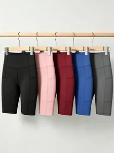 5pcs Women'S Cycling Leggings, Plus Size High Elastic Cycling Shorts, Training & Running Yoga Shorts, Fully Covered Opaque Sports Shorts, Slim Fit Tight Sports Shorts, High Waist Soft Sports Shorts, Fashion Casual Sweat-wicking