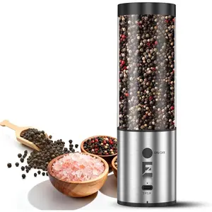 Electric Salt & Pepper  Set  - Handed Automatic Pepper Mill with LED Light Adjustable Coarseness Large - Capacity Refillable Mill Durable Ceramic Core   Seasoning