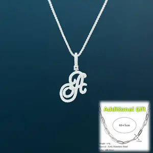 [Buy 1 Get 1 Extra Paper Clip Choker] Silvery Cursive Letter A-Z Cursive Initial Letter Necklace with Cubic Zirconia Stone 18in+2in Extender Chain Birthday Gifts Anniversary Gift Best Valentines Day Gift for 2025
