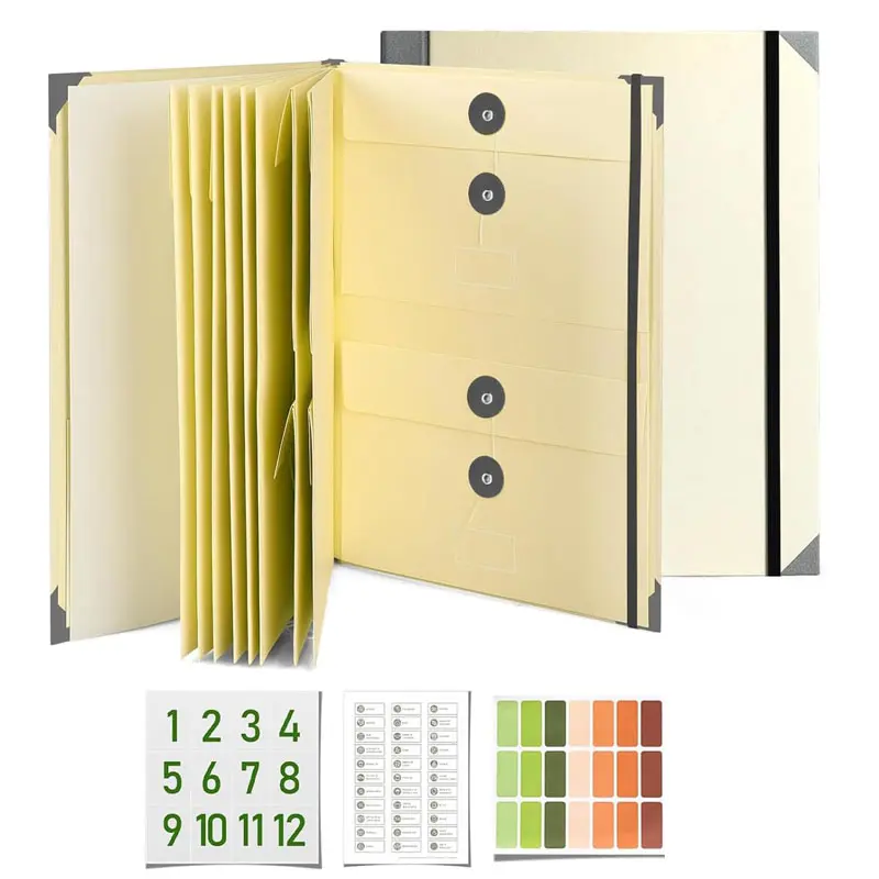 Multi-Pocket Expandable File Organizer Binder - Portable Office Filing Folder for Storing Banknotes, Legal Documents, Cards, Bills, Household Important Papers & Emergency Life Information Files