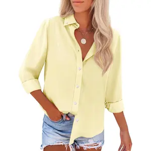 Button Down Shirts for Women Oxford Shirt Cotton Dress Shirts Collared Long Sleeve Wrinkle Free Blouse Tops