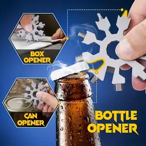 18-in-1 Snowflake Multi-Tool for Men, Portable Stainless Steel Hex Wrench and Screwdriver Set for Outdoor Travel, Camping, and Cycling, EDC Keychain Tool Kit as Stocking Stuffers Christmas Gifts for Dad and Husband,