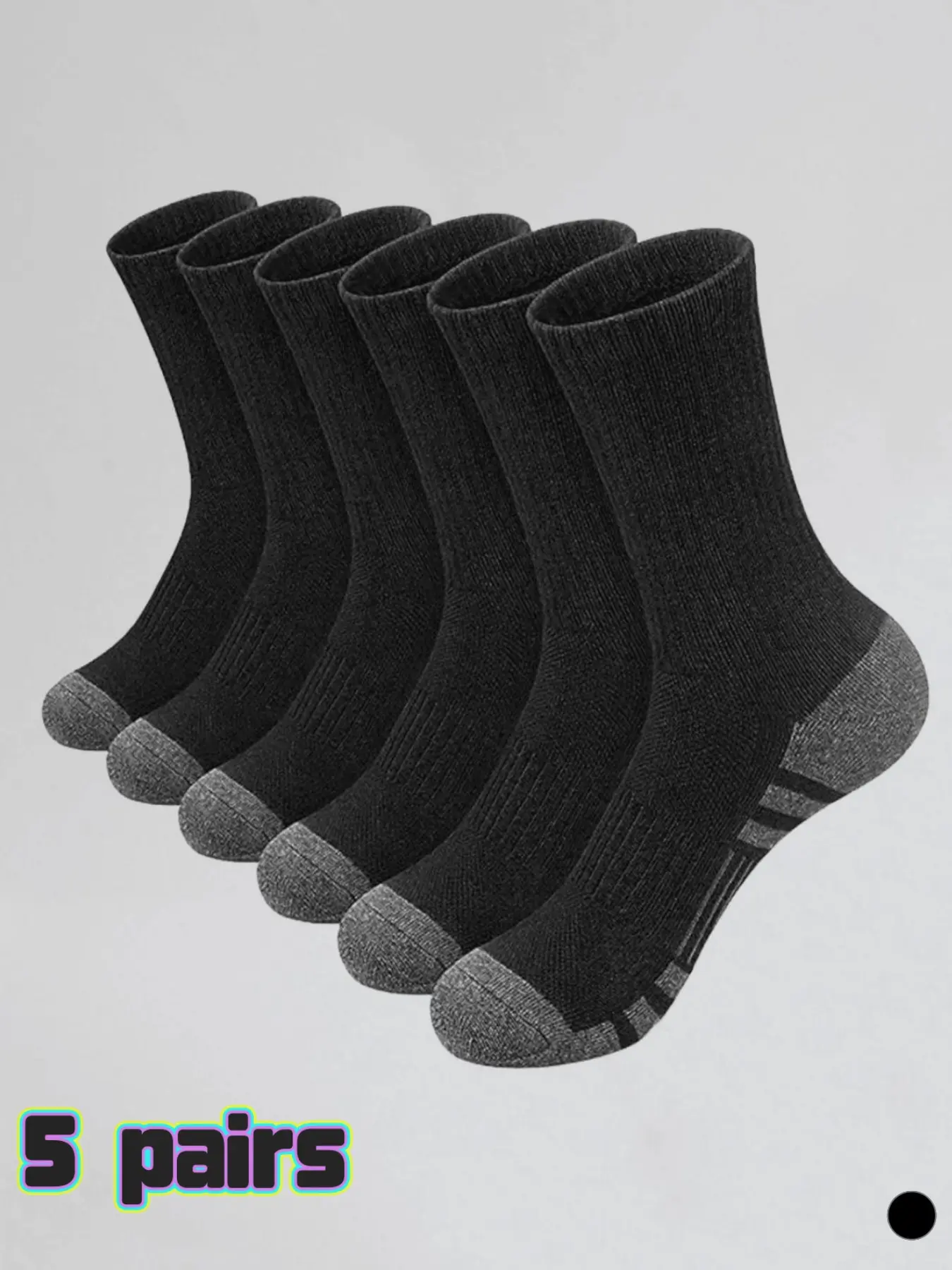 5 Pairs Unisex Work Socks, Breathable Soft Comfort, Patchwork Design, Sporty Style, All Seasons, Casual & Sports Wear, Sports Athletic Socks, Sock Set Foot