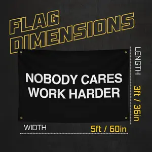 Gold Trident Nobody Cares Work Harder Motivational Gym Banner - Inspire Your Workout with this Banner - Stay Motivated with Cool Motivation Art - 3x5 Feet