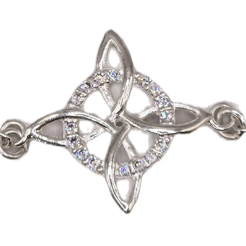 Bracelets & Bangles Simple Nudo de Bruja Silver Tone Celtic Knot Design with Cubic Zirconia Stones