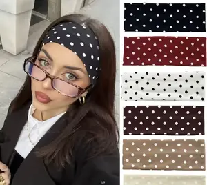 Polka Dot Yoga Elastic Headband Cotton Fashionable Dot-pattern Makeup Headband Sports & Fitness Sweat-absorbent Hairband