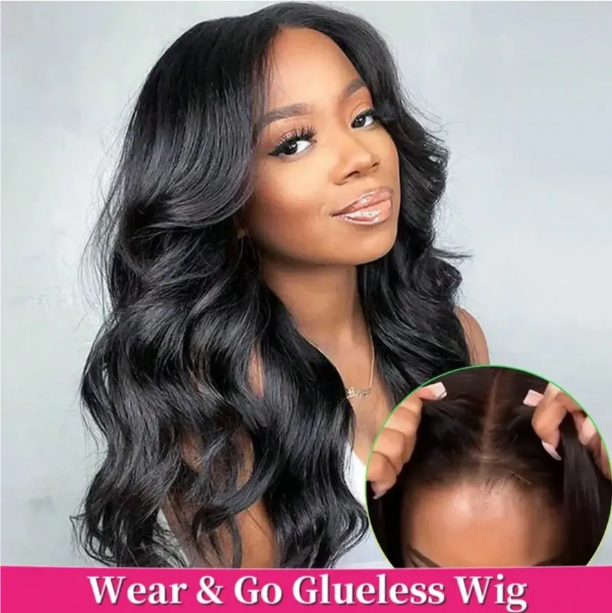 Ready To Wear And Go Glueless 13x6 Hd Body Wave Lace Front Wigs Human Hair 200 Density Body Wave Lace Frontal Human Hair Wigs For Women 13X6 lace Glueless Pre Plucked Black Wig On Sale