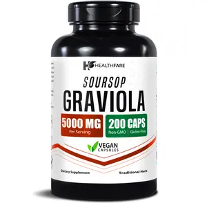HealthFare Graviola Soursop Extract 5000mg | Annona Muricata | 200 Vegan Capsules | High Potency Leaf & Fruit Blend | Non-GMO | Gluten-Free | Made in USA