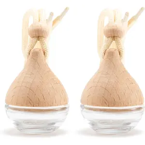 Refillable Car Air Freshener Hanging Diffuser, Empty Glass Bottle with Reed Sticks for Essential Oils, Car Scent Diffuser and Aromatherapy Pendant Decor for Women and Men