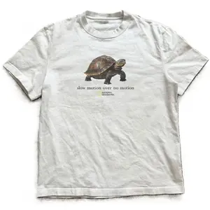 100% pure cotton, fashionable and comfortable, street style men's clothing.A turtle slowly moves in the static T-zone