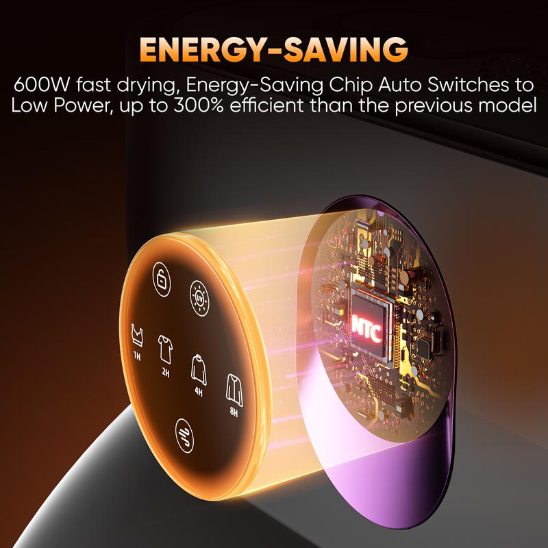 DDZJIAN Portable Clothes Dryer 600W Hold 11-20 Items, with Timer & Remote Control, One Mini Hanger, Foldable Drying Bag, Small Compact Electric Fast Drying Machine for Laundry, Travel, RV, Home, Apartment