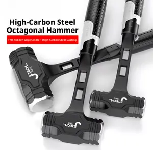 ETECH High-Carbon Steel Octagonal Hammer with TPR Rubber Grip Handle Solid Heavy-Duty Anti-Slip Ergonomic Shock-Absorbing Handle Multi-Specification Impact-Resistant for Construction DIY Enthusiasts Best Valentine's Day Gift