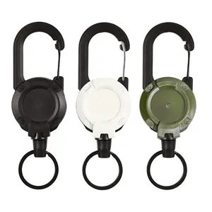 Retractable Badge Reel, Tactical Style ID Badge Clip with Metal Belt Buckle, Anti-Loss ID Holder, Keychain for Outdoor Hiking, Retractable Badge Holders