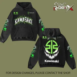 Retro Kawasaki x Monter Energy Racing Washed Hoodie Vintage Motorcycle, GP of The Americas Sportbike Graphic Merch, Acid Washed Streetwear Clothing, Unisex Dirt Bike Racing Hoodie, Vintage Motorsport Hoodie, Speed Culture Men's Wear for Biker