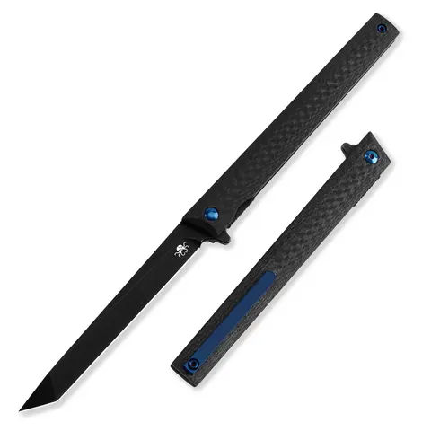 KLAKEN B13 REGENT CEO Gentleman's Flipper Opening Pocket Knife - D2 Steel Blade, Carbon Fiber-Titanium Handle, 4.33 In.(11 Cm)/centimeters) Lightweight Slim EDC Tool, Survival Equipment, Outdoor Camping Knives, Portable Multipurpose Men's Practical Gift