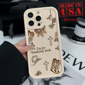 Western Boots Collage Pattern Man's Phone Case for iPhone 16 15 14 Pro Max 13 12 11 XR XS Plus E Shockproof Drop Protection Rugged Durable Silicone Cover Cellphone Protective Smartphone Casing