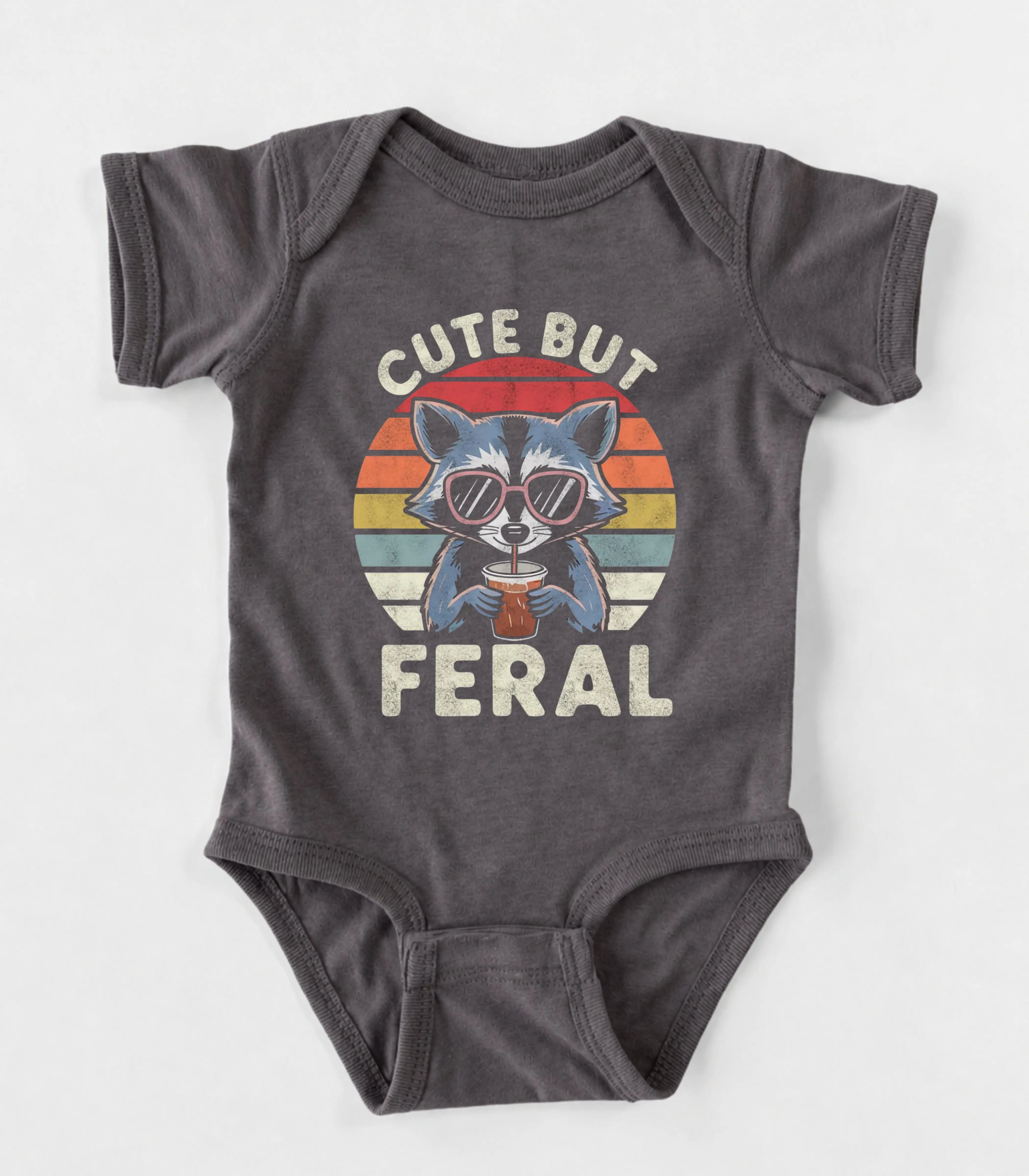 Cute But Feral Onesie, Relax Racoon Baby Bodysuit, Pregnancy Announcement Onesie, Baby Shower Gift, Bodysuits & One-pieces