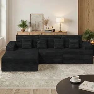 【2 Packages shipping】111'' Modular Sectional Cloud Couches with L Shaped Chaise, Upholstered Deep Seat Boneless Sofa for Living Room, Bedroom, No Assembly Required