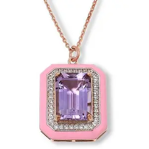 Colleen Lopez Octagonal Gem and White Zircon 20" Pendant Necklace