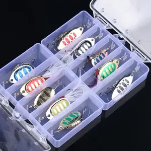 Artificial Fishing Lure, 10pcs Fishing Lure with Rotating Sequin, Fishing Accessories for Outdoor Fishing, Fishing Supplies, Fishing Lures Kit