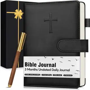 Leather Christian Bible Journal for Men, Prayer Journal for Scripture Study & Daily Devotional, Undated Church Notes Notebook, Jesus Religious Faith Gifts for Pastor, Graduation, Baptism