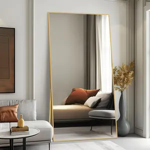 76 x 34 large full length mirror with stand gold wall mounting full body mirror metal frame fulllength mirror for living room bedroom
