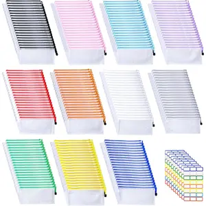 220 Pack A6 Mesh Zipper Pouch Bags 11 Colors 9.4 x 4.5 Inch Pencil Pouches Bulk Small Mesh Bags with Zipper Waterproof Zipper File Bags for Travel Puzzles School Office Supplies Organization Organizer
