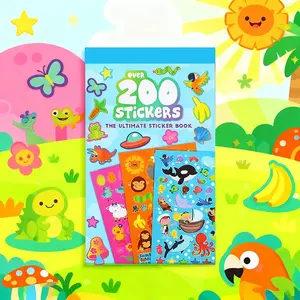 Ultimate Graffiti Sticker Book with over 200 Stickers, Ocean Animals & Land Animals Collection, Decorative Journaling Supplies for Kids