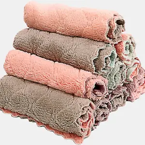 Microfiber Kitchen Washcloths – 10-Pack Super Absorbent Coral Velvet Dish Towels no brand