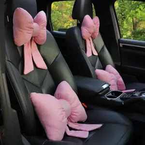 Cute Car Seat Headrest Pillow Set, Bowknot Design Cushion for Comfort & Style, Perfect Fit for Cars, Trucks, Suvs, Universal Use