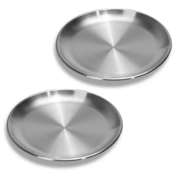 6.7 inches Stainless Steel Cat Bowls 2-Pack - Shallow Whisker-Friendly, Non-Slip Silicone Base, Easy-to-Clean Indoor Feeding Dishes for Cats, Small Dogs