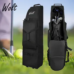 Wolt Golf Travel Bag with Adjustable Support Rod 600D Heavy Duty Oxford Fabric 14.5 x 13 x 51 Inches Waterproof & Abrasion Resistant for Airlines with Wheels Perfect Size for Golf Clubs & Accessories