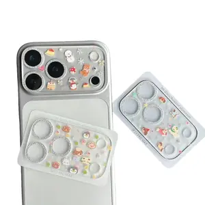 Imd Glitter Edge Diamond Protective Lens Film Snowman Cute Dog 3D Cartoon Pattern for Apple iPhone 17 Pro Max Camera Protection Accessories