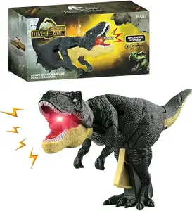 Dinosaur Roaring Toys Trigger T-Rex with Vibrating Head and Tail, Model of Tyrannosaurus, Black Color, Ideal for Birthday and Christmas Gifts